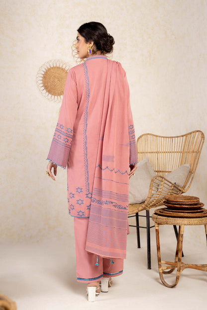 3 Pc Printed Jacquard Suit With Jacquard Dupatta