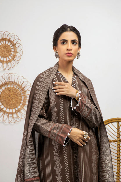 3 Pc Printed Jacquard Suit With Jacquard Dupatta