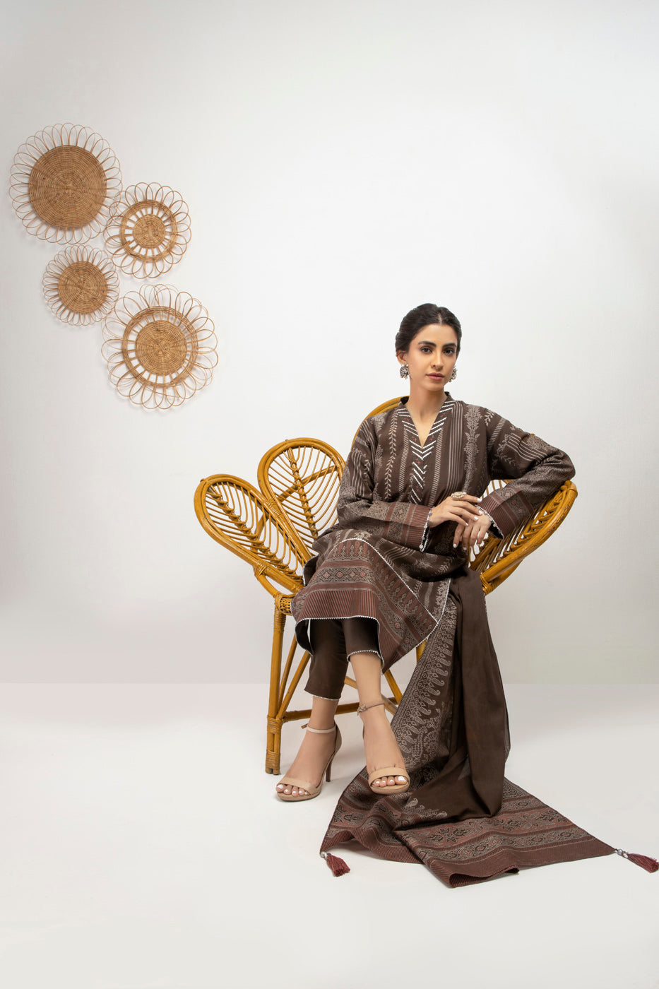 3 Pc Printed Jacquard Suit With Jacquard Dupatta