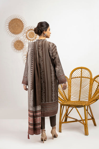 3 Pc Printed Jacquard Suit With Jacquard Dupatta