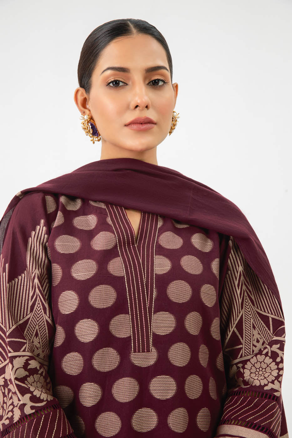 3 Pc Jacquard Suit With Jacquard Dupatta