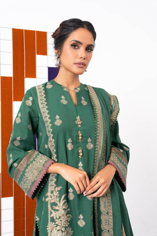 3 Pc Jacquard Suit With Jacquard Dupatta