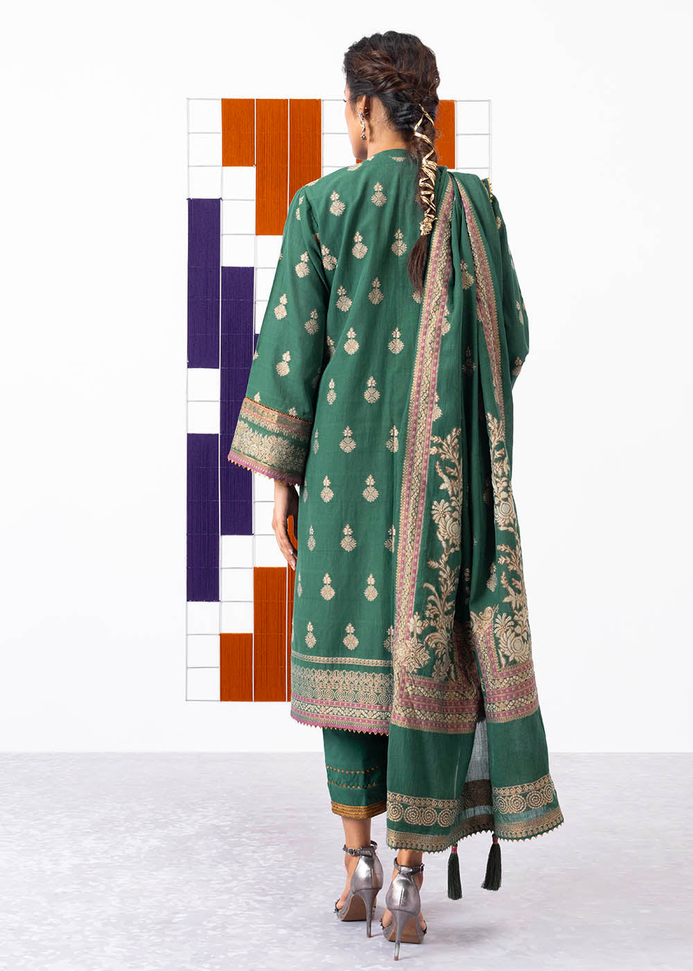 3 Pc Jacquard Suit With Jacquard Dupatta