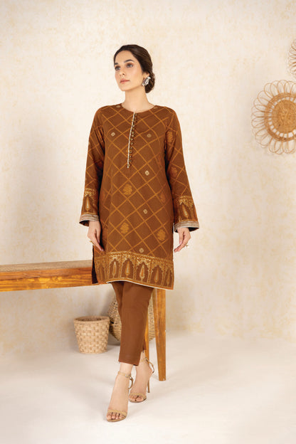 2 Pc Printed Jacquard Suit With Cambric Trouser