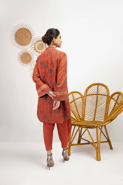 2 Pc Printed Jacquard Suit With Cambric Trouser