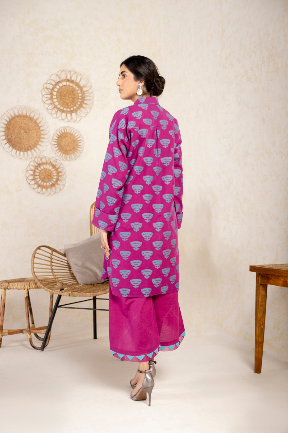 2 Pc Printed Jacquard Suit With Cambric Trouser