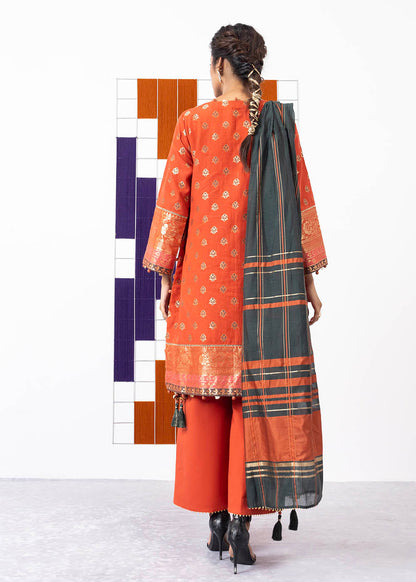 3 Pc Embroidered Jacquard Suit With Yarn Dyed Dupatta