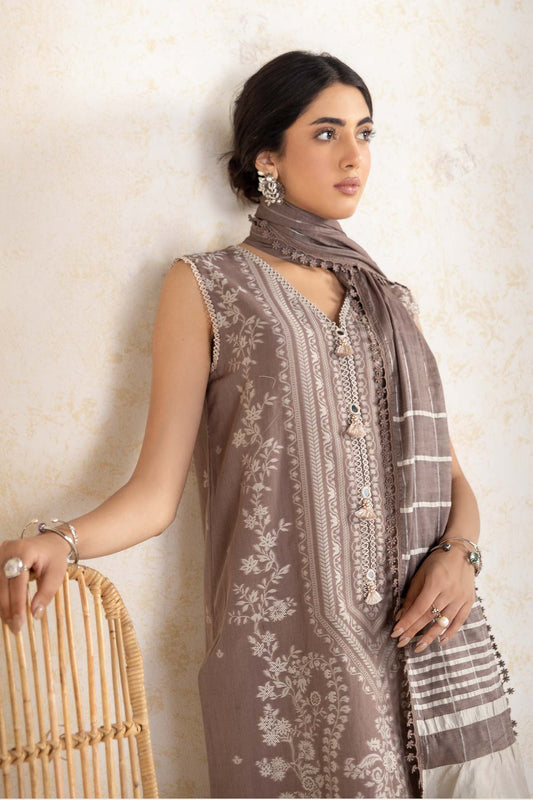 3 Pc Printed Jacquard Suit With Jacquard Dupatta