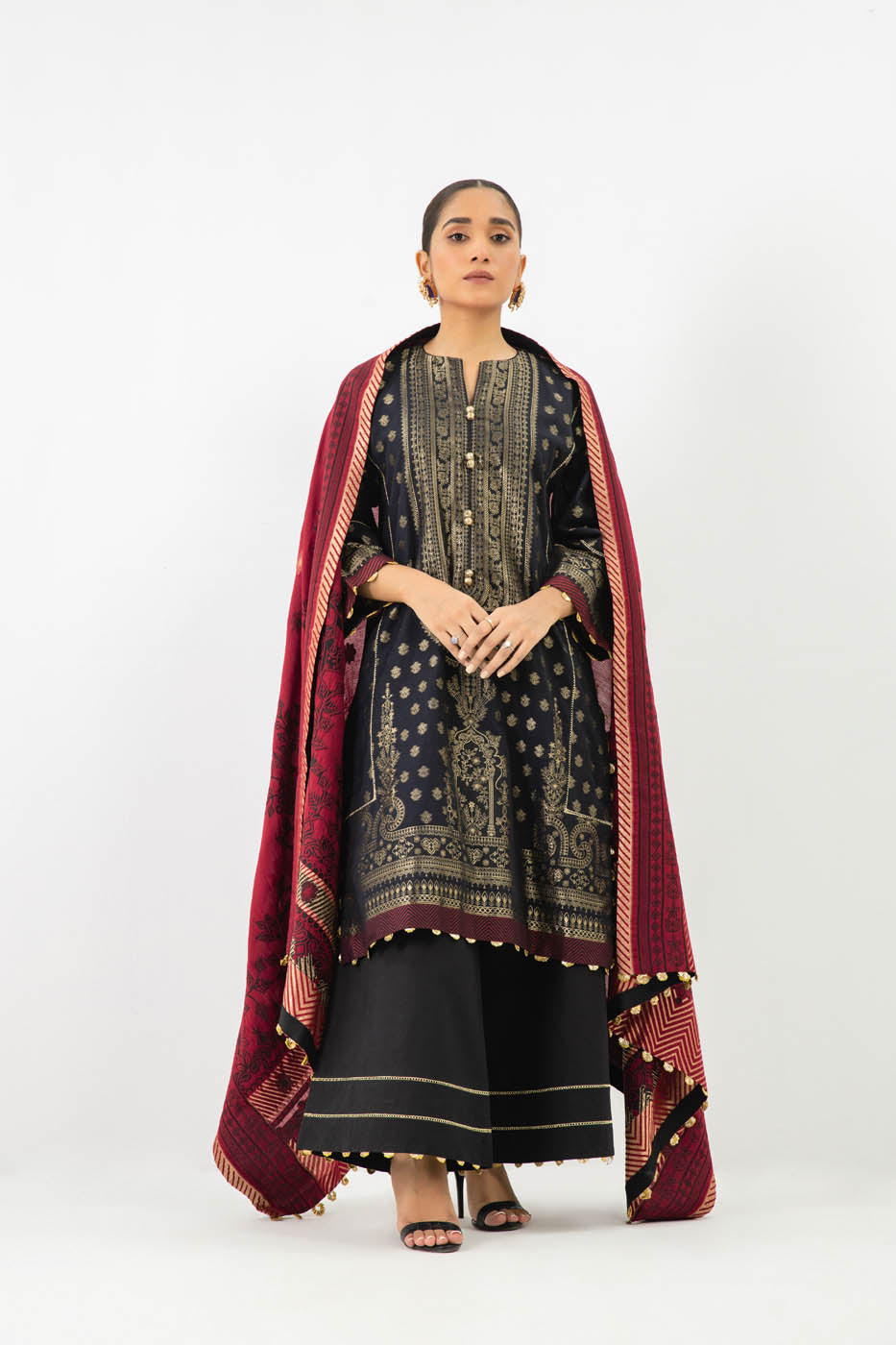 3 Pc Jacquard Suit With Jacquard Dupatta