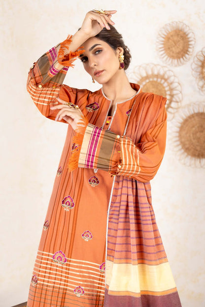 3 Pc Embroidered Yarn Dyed Suit With Jacquard Dupatta