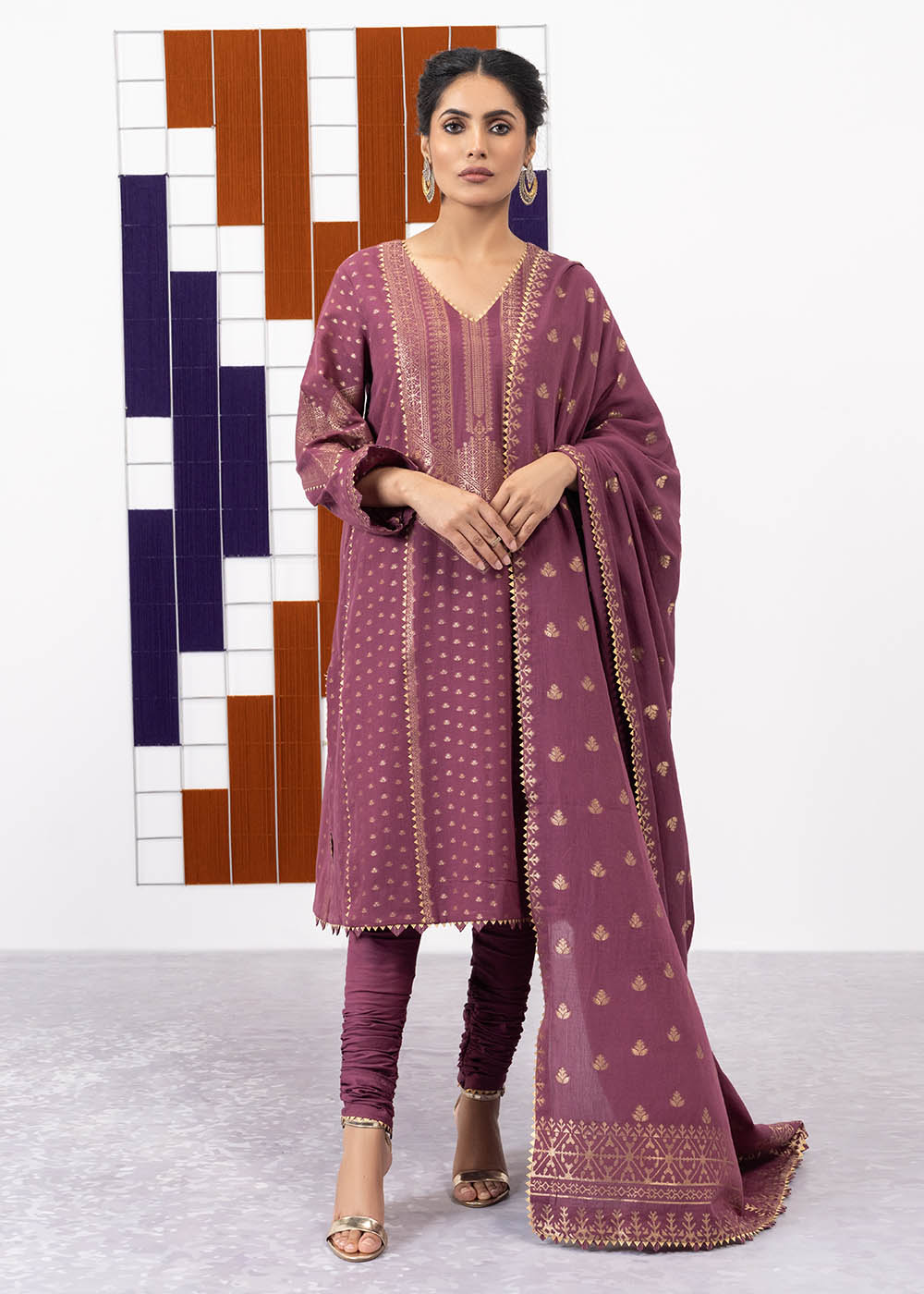 3 Pc Jacquard Suit With Jacquard Dupatta