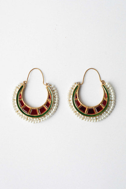 GOLD PLATED GLASS WORK EARRINGS