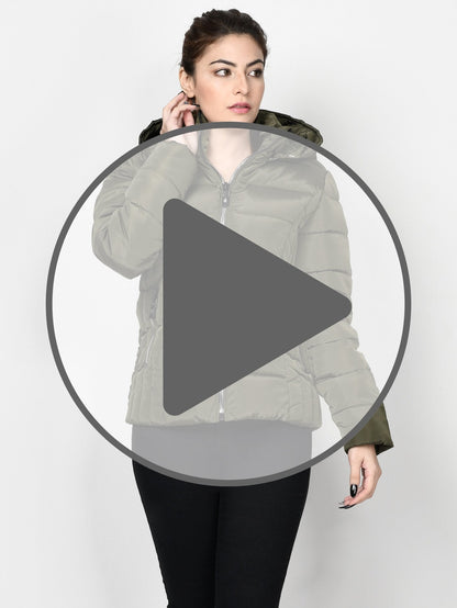 Limelight - Faux Fur Puffer Jacket - Army Green