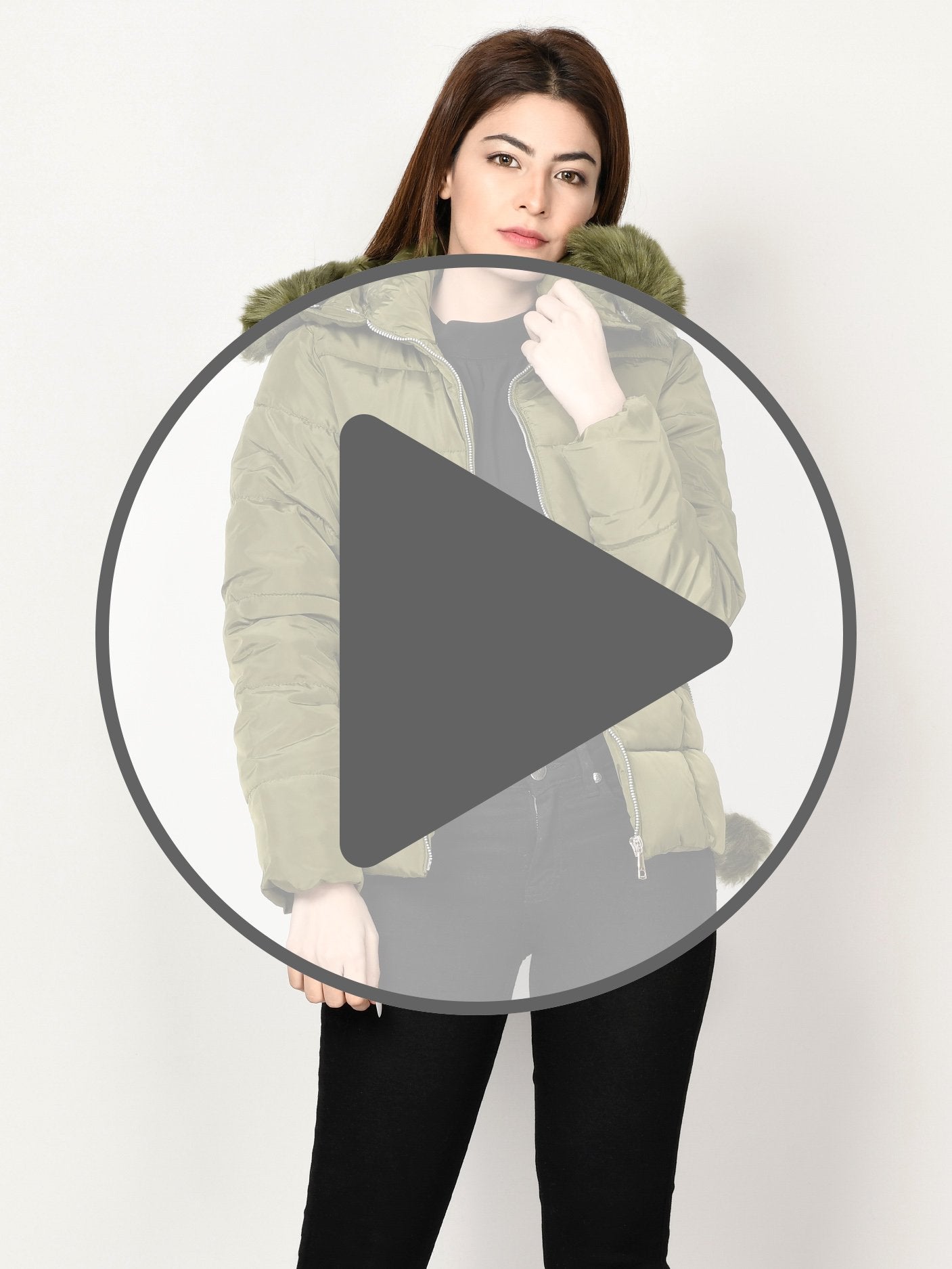 Limelight - Faux Fur Puffer Jacket - Army Green