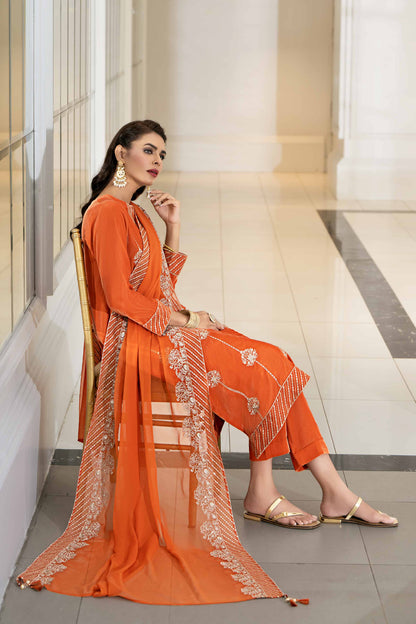 Nishat Linen - 3 Piece - Embroidered Suit - KFW23-13