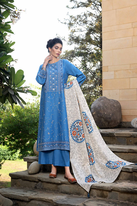 Nishat Linen - 3 Piece - Printed Embroidered Suit - KFW23-69