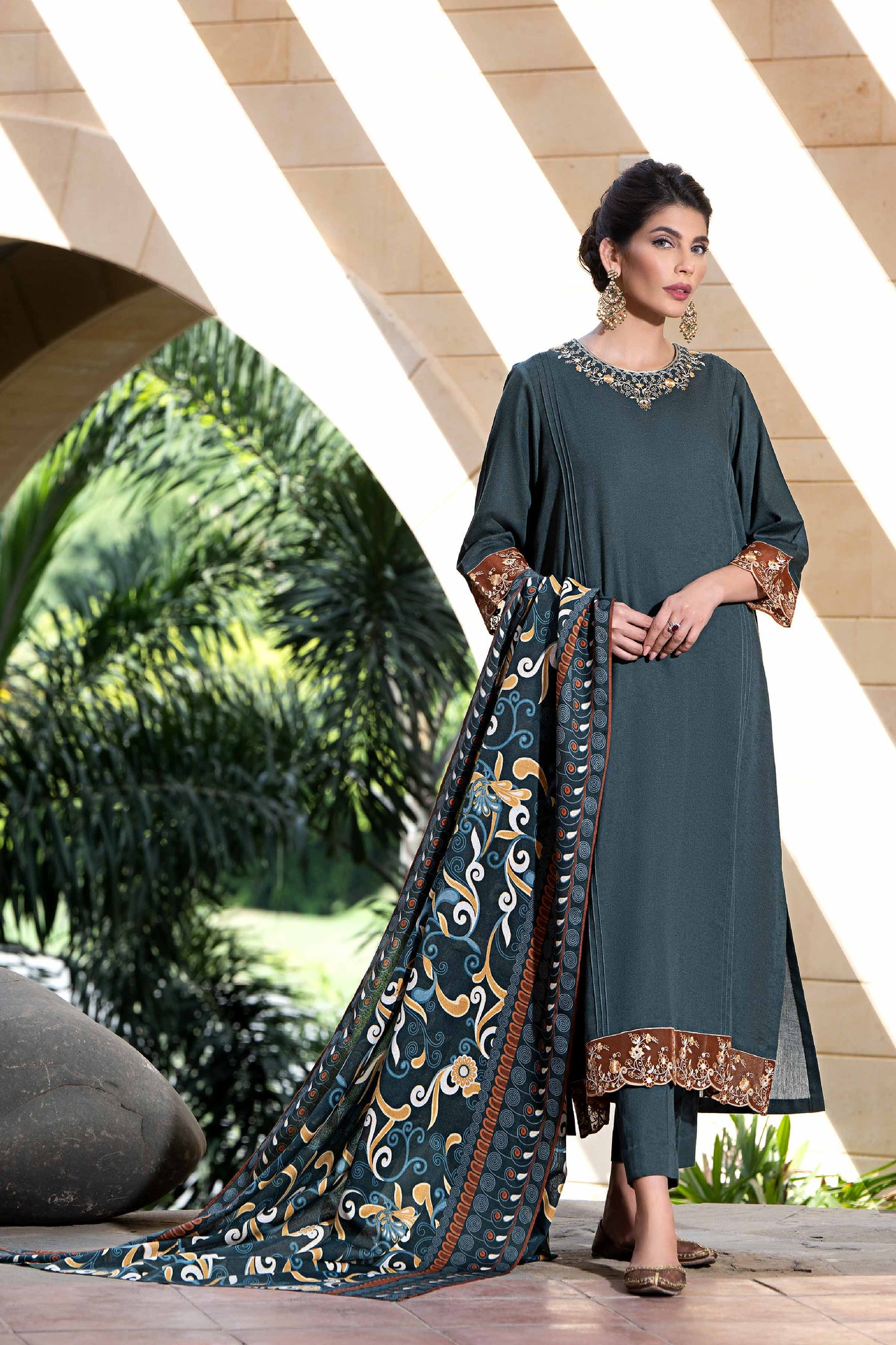 Nishat Linen - 3 Piece - Printed Embroidered Suit - KFW23-75