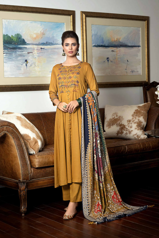 Nishat Linen - 3 Piece - Printed Embroidered Suit - KFW23-79