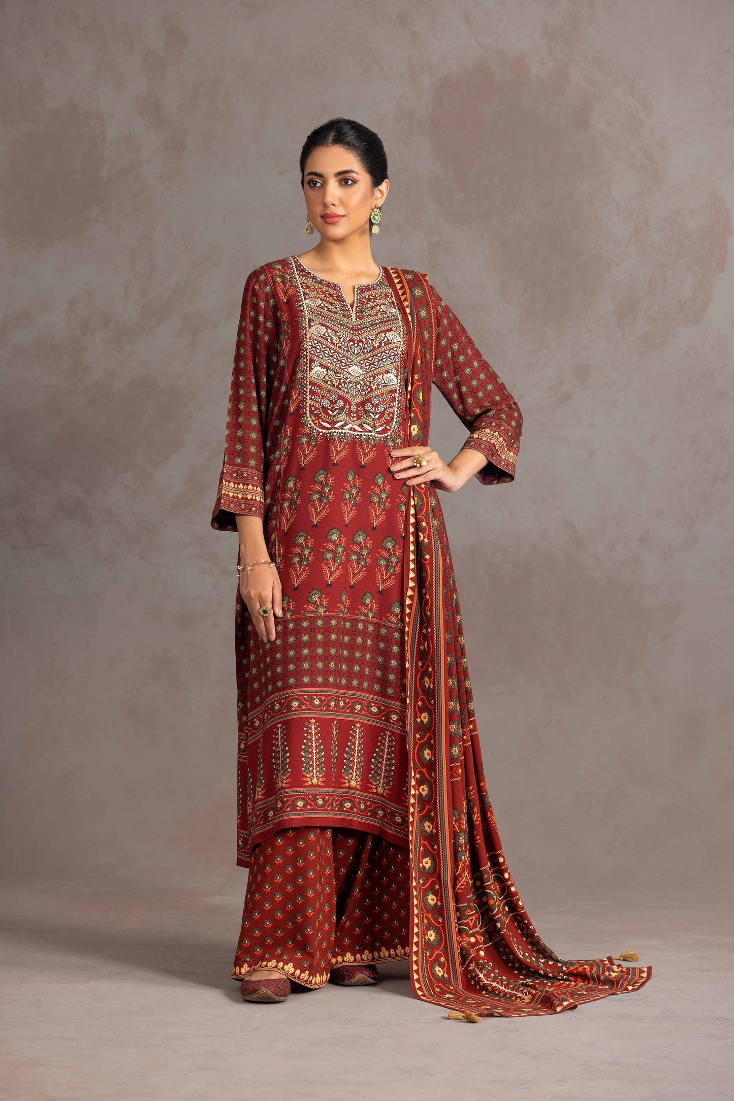 Nishat Linen - 3 Piece - Printed Embroidered Suit - KPW23-10