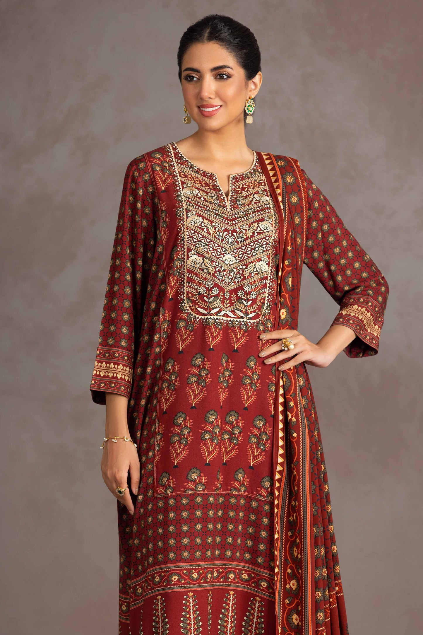 Nishat Linen - 3 Piece - Printed Embroidered Suit - KPW23-10
