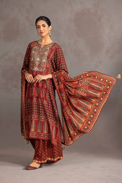 Nishat Linen - 3 Piece - Printed Embroidered Suit - KPW23-10