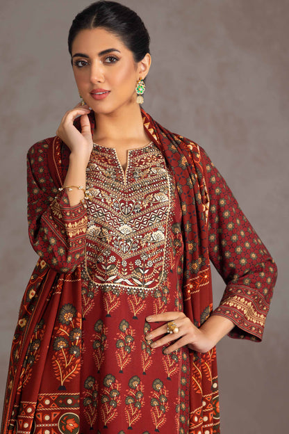 Nishat Linen - 3 Piece - Printed Embroidered Suit - KPW23-10
