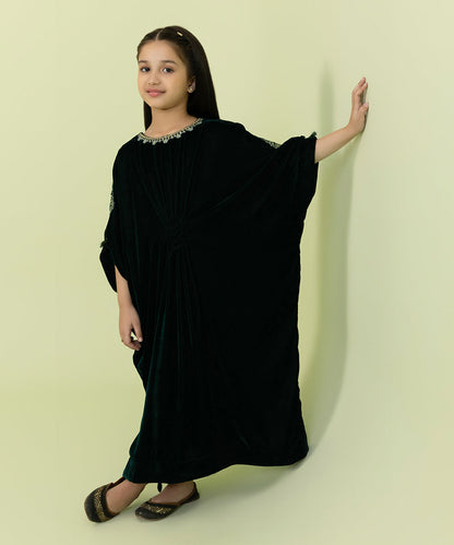 Sapphire - Embroidered Velvet Kaftan