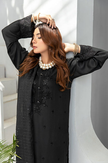 3PC Solid Embroidered Suit - LDS 749