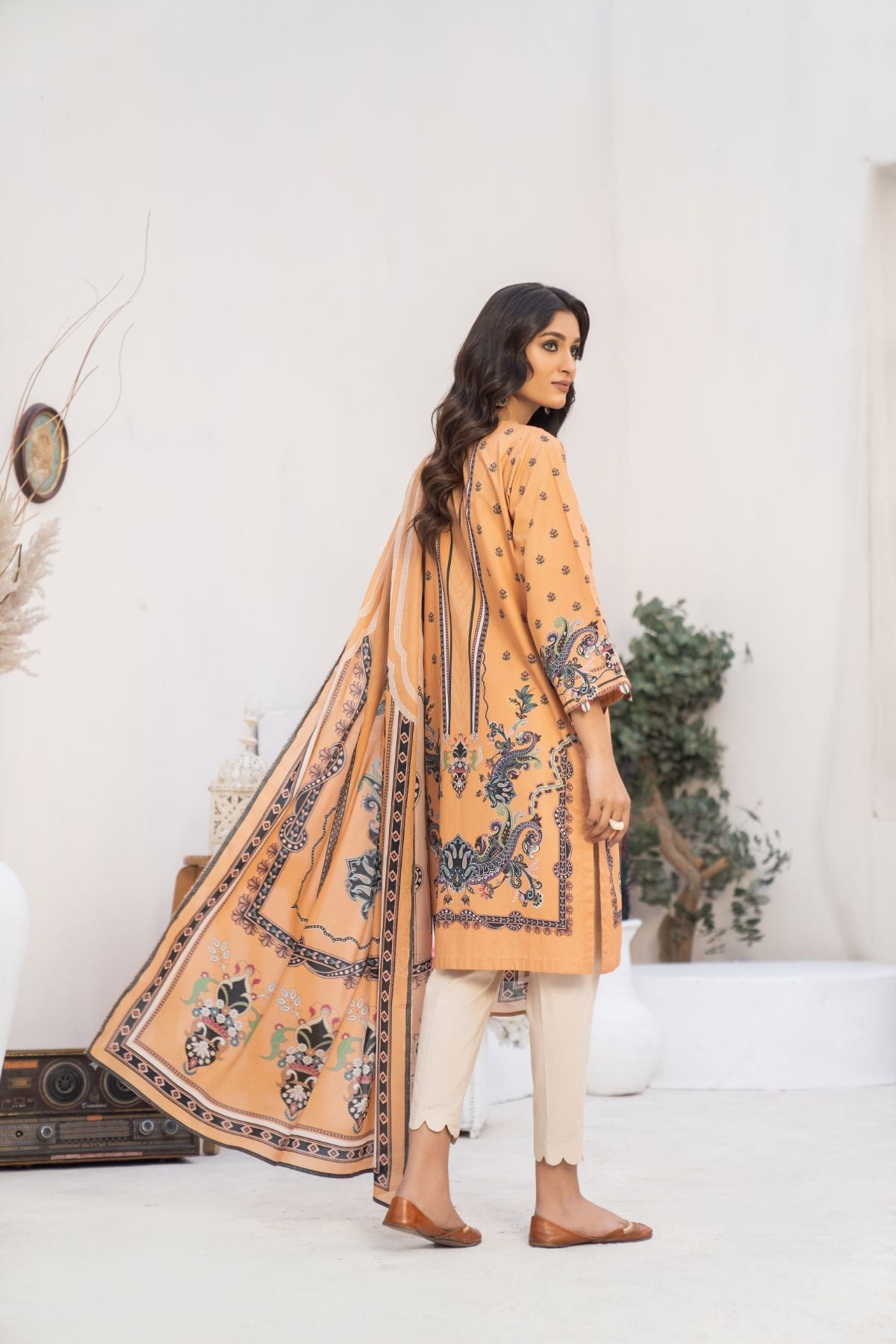 2PC Printed Embroidered Suit - LDS 766