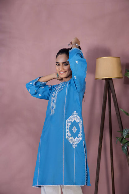 2PC Solid Embroidered suit - LDS 791