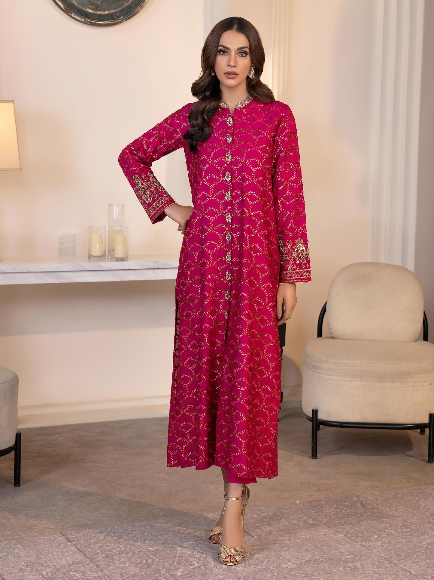 2 Piece Cotton Net Suit-Embroidered(Pret)