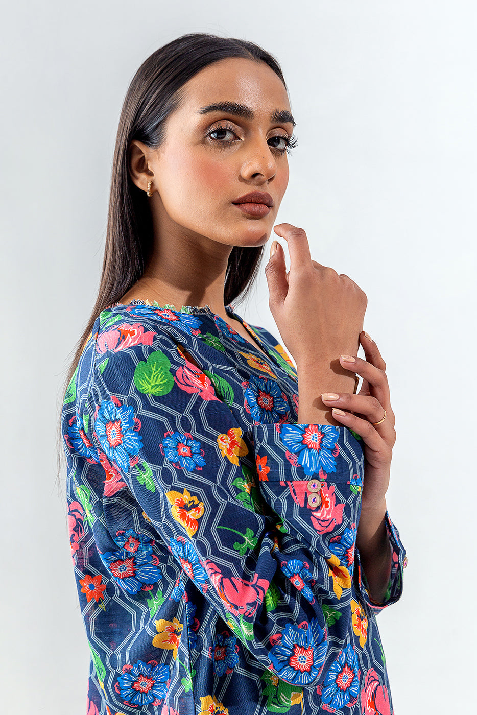 Beechtree - PRINTED SLUB KHADDAR SHIRT (PRET)