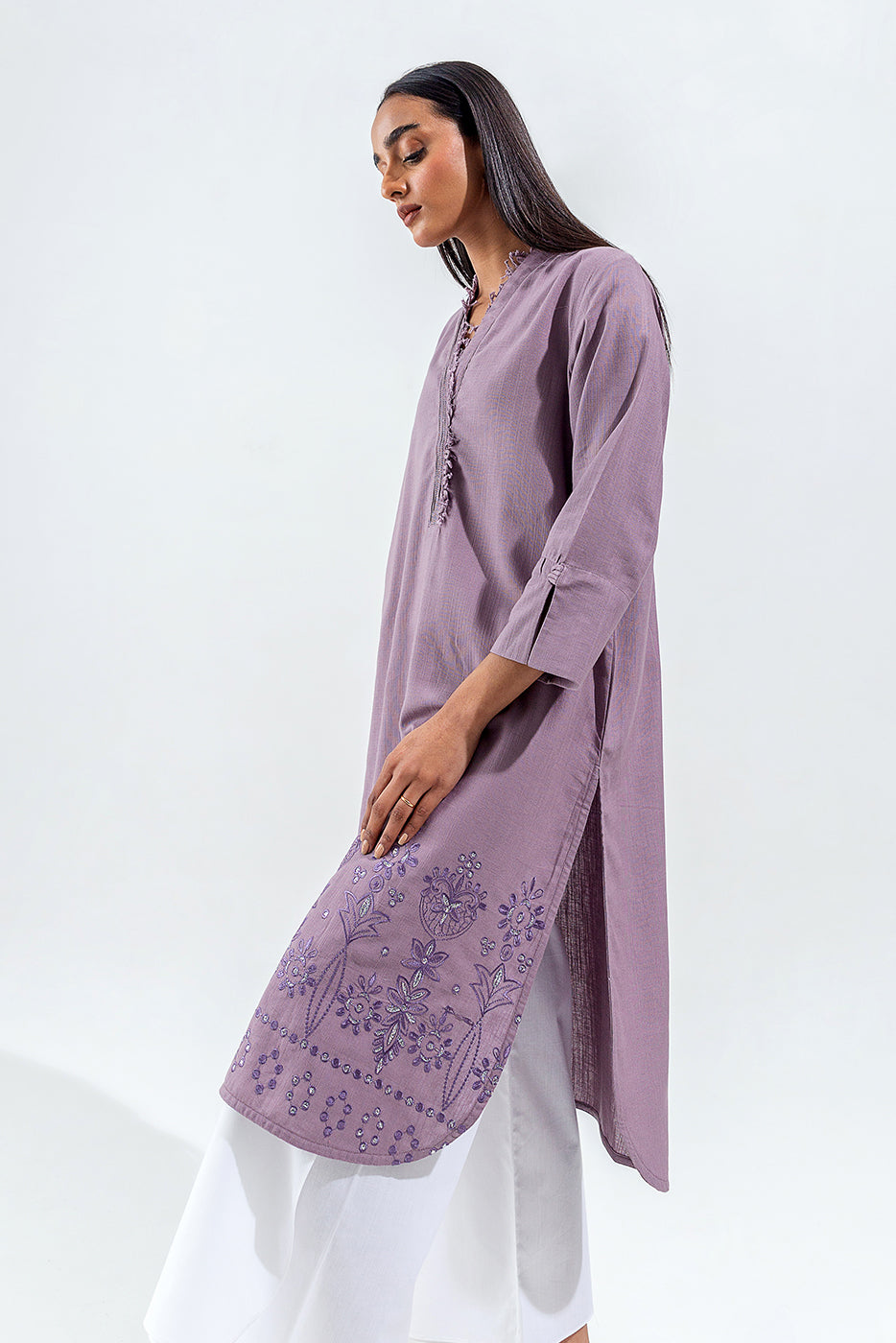 Beechtree - EMBROIDERED SLUB KHADDAR SHIRT (PRET)