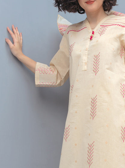 Beechtree - Embroidered Shirt With Dupatta
