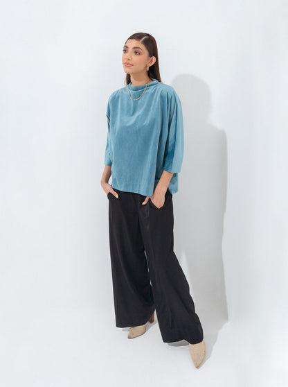 Beechtree - Light Teal Velour Top