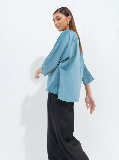 Beechtree - Light Teal Velour Top