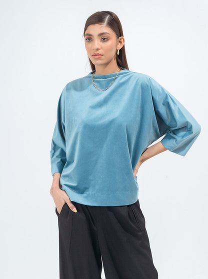 Beechtree - Light Teal Velour Top