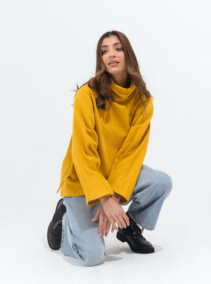 Beechtree - Mustard Pleated Sleeve Fleece Sweatshirt