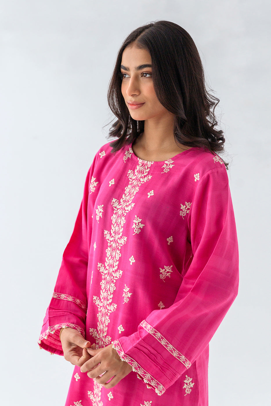 Beechtree - EMBROIDERED KHADDAR JACQUARD SHIRT (PRET)
