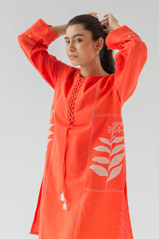 Beechtree - EMBROIDERED KHADDAR JACQUARD SHIRT (PRET)