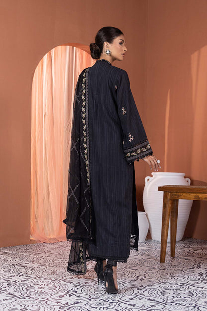 3 Pc Embroidered Dobby Lawn Suit With Bamberg Dupatta