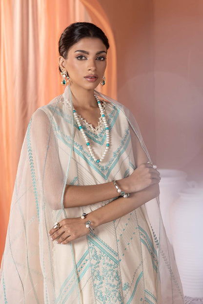 3 Pc Embroidered Lawn Suit With Organza Dupatta