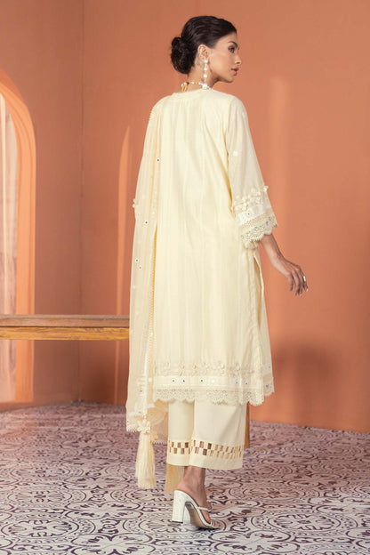 3 Pc Embroidered Lawn Suit With Bamberg chiffon Dupatta