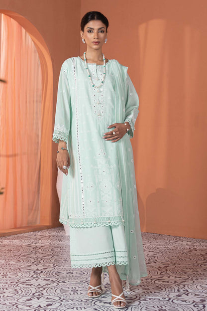 3 Pc Embroidered Lawn Suit With Bamberg chiffon Dupatta