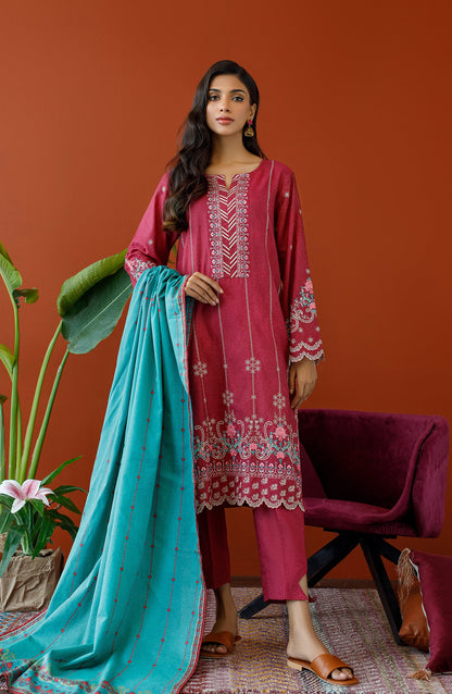 Orient - Unstitched 3 Piece Embroidered Karandi Shirt , Karandi Pant and Karandi Dupatta