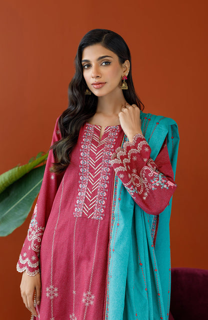 Orient - Unstitched 3 Piece Embroidered Karandi Shirt , Karandi Pant and Karandi Dupatta