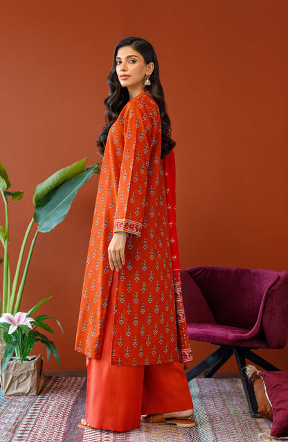 Orient - Unstitched 3 Piece Printed Khaddar Shirt , Khaddar Pant and Khaddar Dupatta