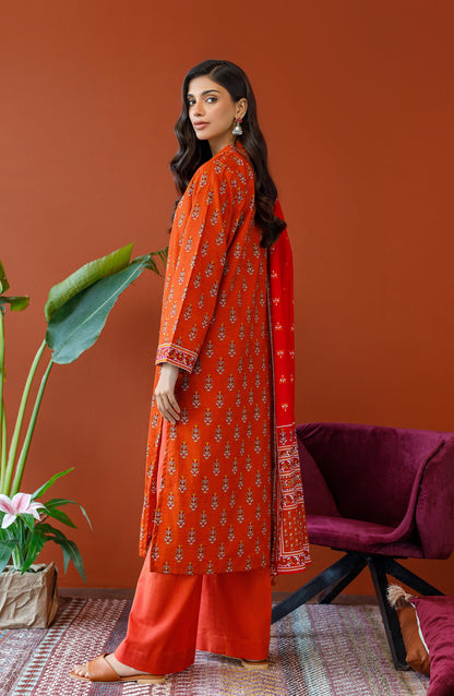 Orient - Unstitched 3 Piece Printed Khaddar Shirt , Khaddar Pant and Khaddar Dupatta