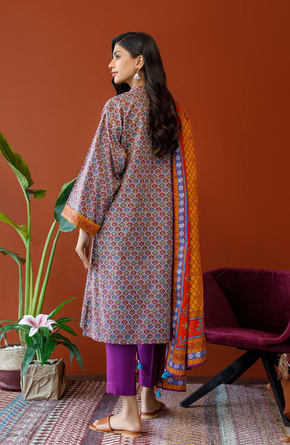 Orient - Unstitched 3 Piece Printed Khaddar Shirt , Khaddar Pant and Khaddar Dupatta
