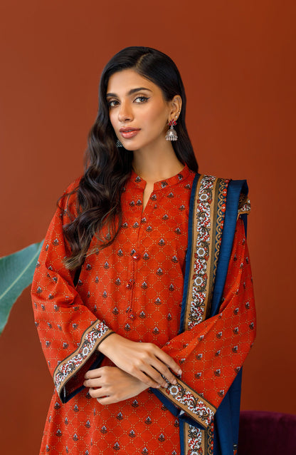 Orient - Unstitched 3 Piece Printed Khaddar Shirt , Khaddar Pant and Khaddar Dupatta